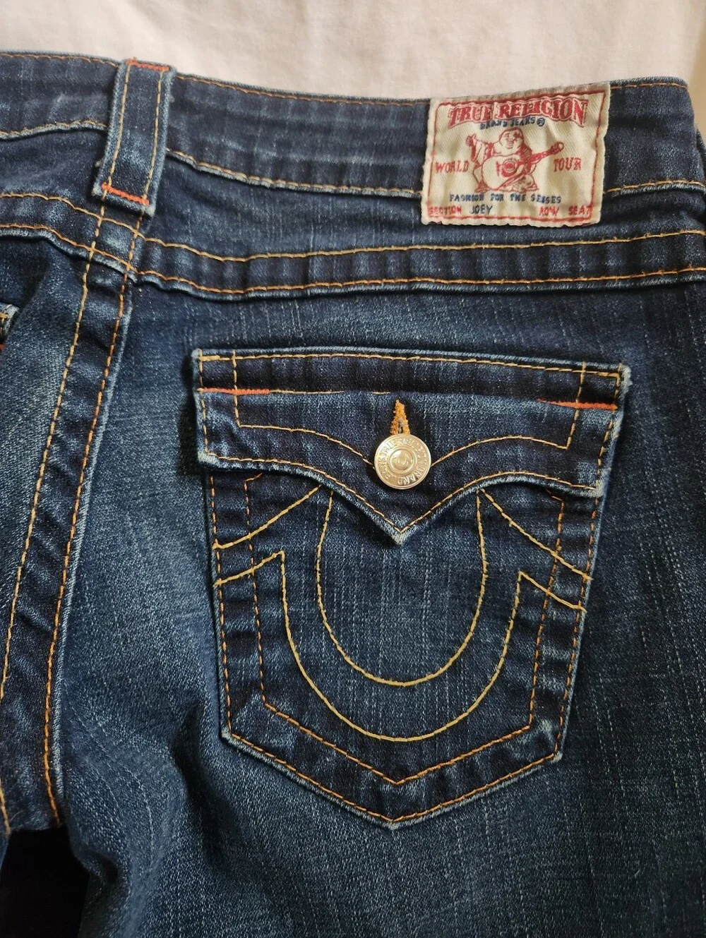 Vintage True Religion Joey Flap Pocket Twisted Seam Low Rise Flare Jeans Size 29 - Picture 9 of 12